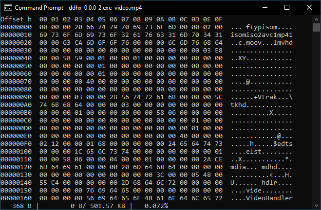 ddhx 0.0.0-2 starting its vim phase.